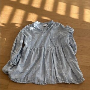 ASOS Light Blue Striped Mini Dress with White Floral Embroidery